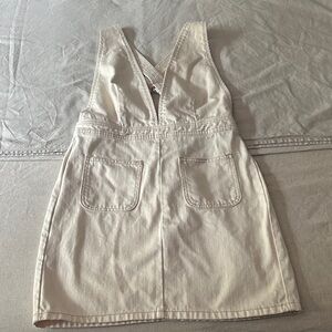 Urban Outfitters midi beige denim overall dress. Only worn once! 100% cotton!!